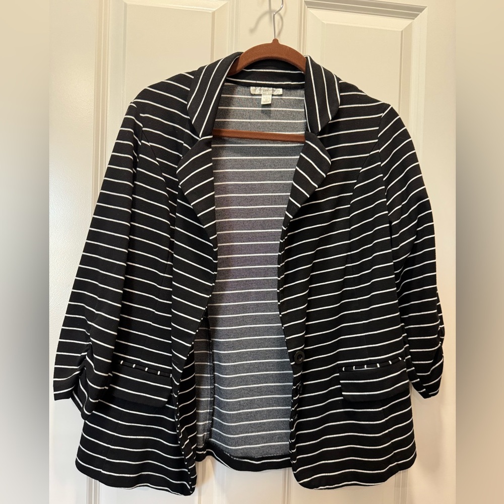 Black and White Striped Women's Blazer